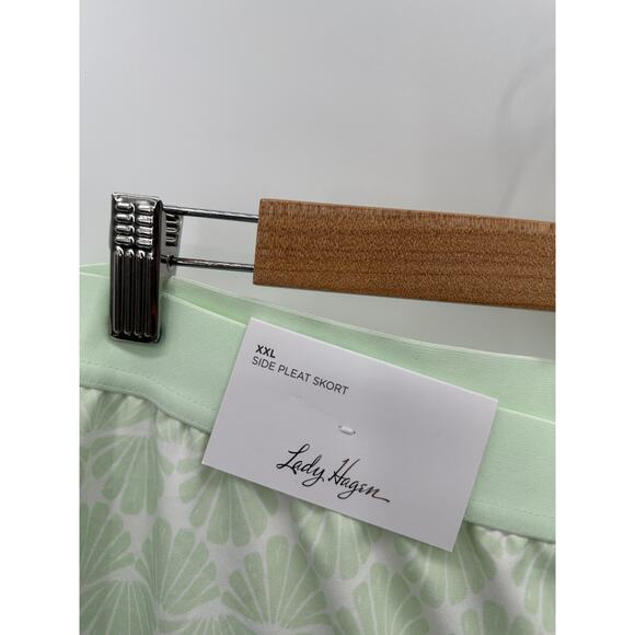 Lady Hagen Skirt Women XXL NWT Mint Green Seashells 16" Side Pleat Golf Skort - Picture 4 of 11